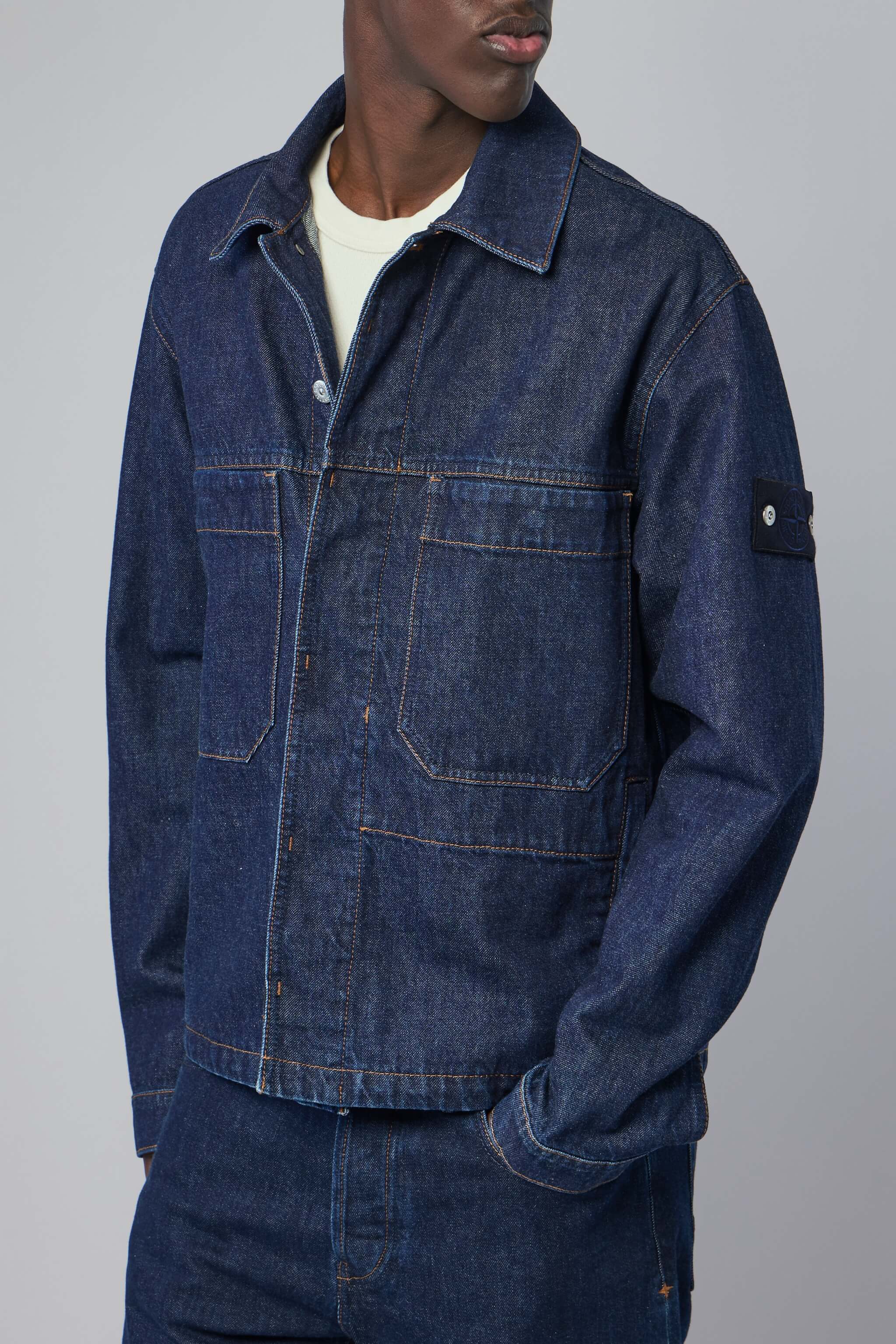 Indigo Denim Rinsed Biker Jacket