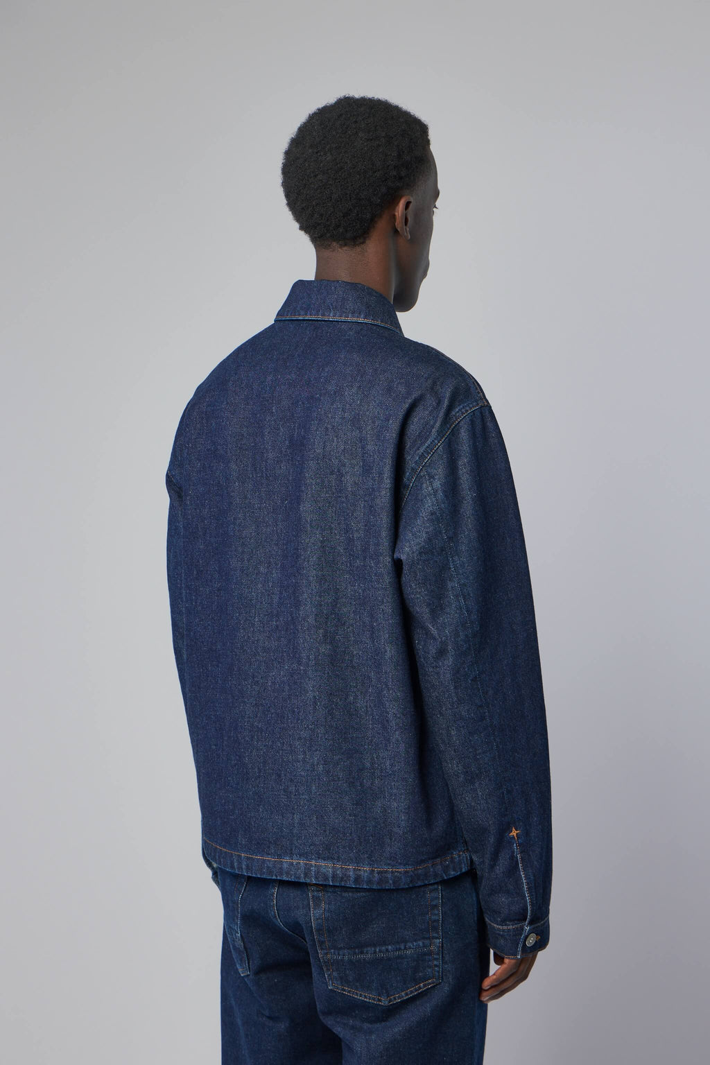 Indigo Denim Rinsed Biker Jacket
