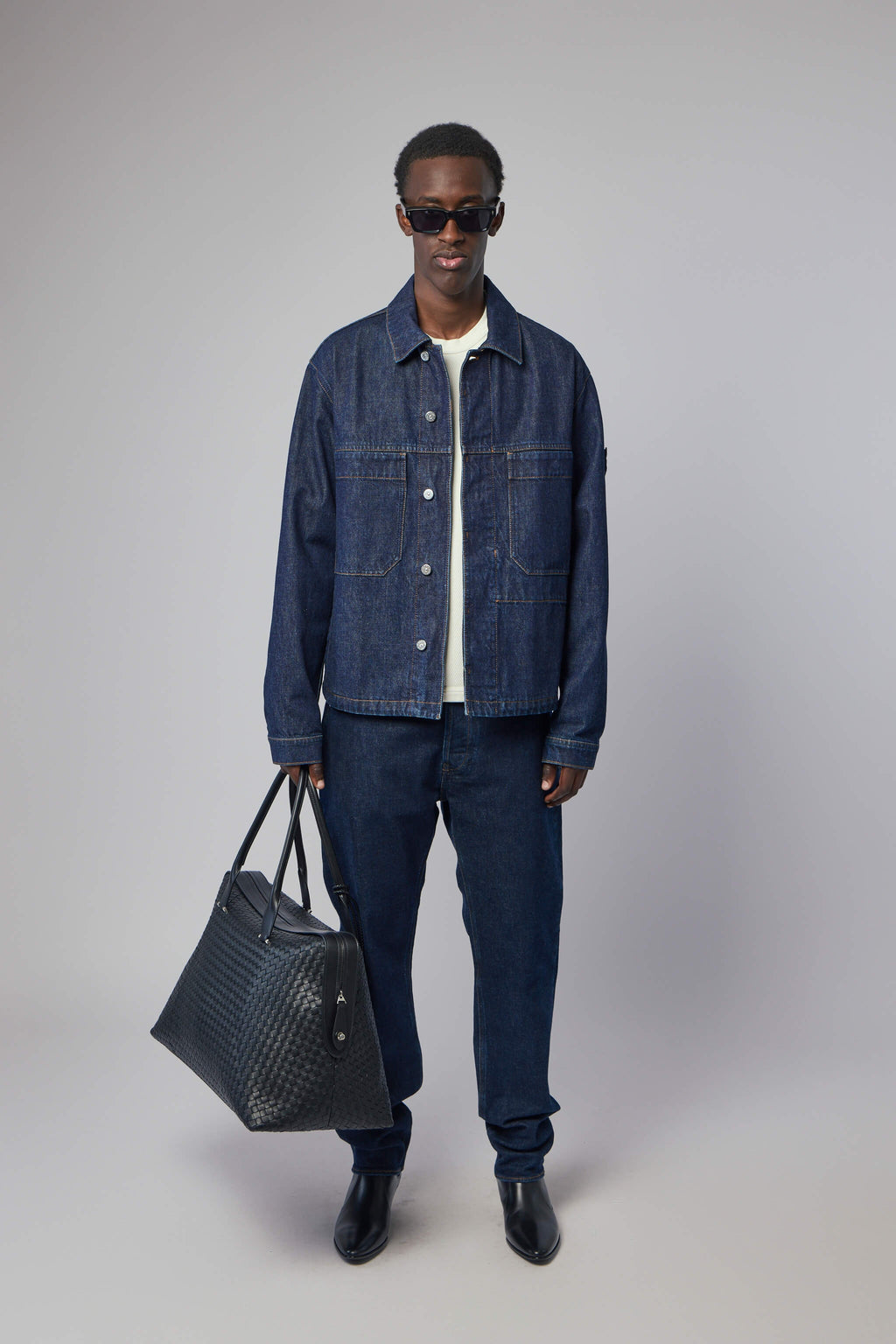 Indigo Denim Rinsed Biker Jacket