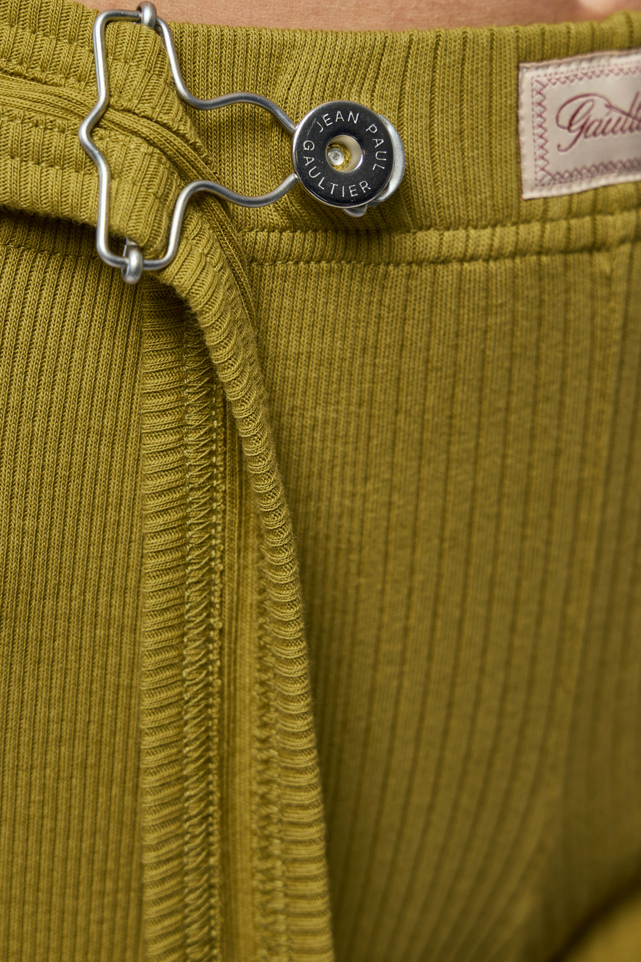 Cotton Ribbed Short With "gaultier" Patch And Overall Buckles