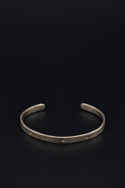 Thin Cross Carved Silver Bracelet