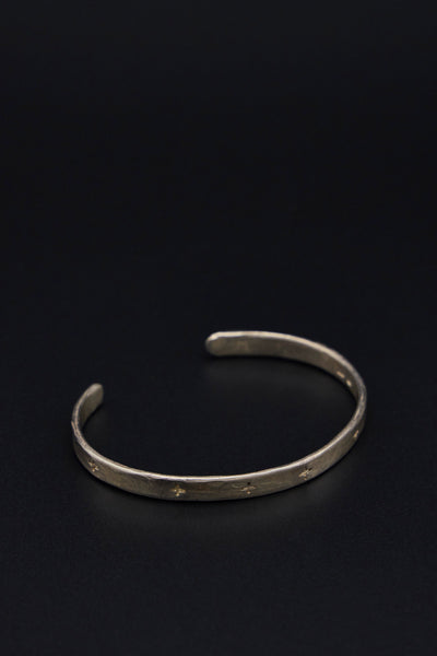 Thin Cross Carved Silver Bracelet