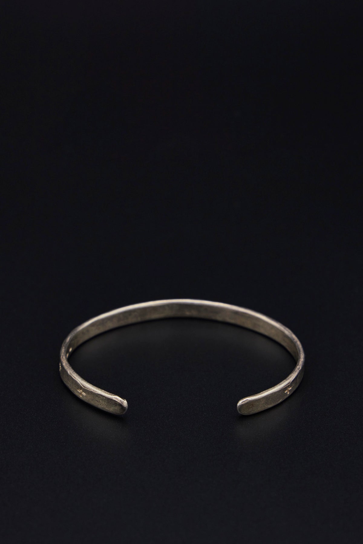 Thin Cross Carved Silver Bracelet