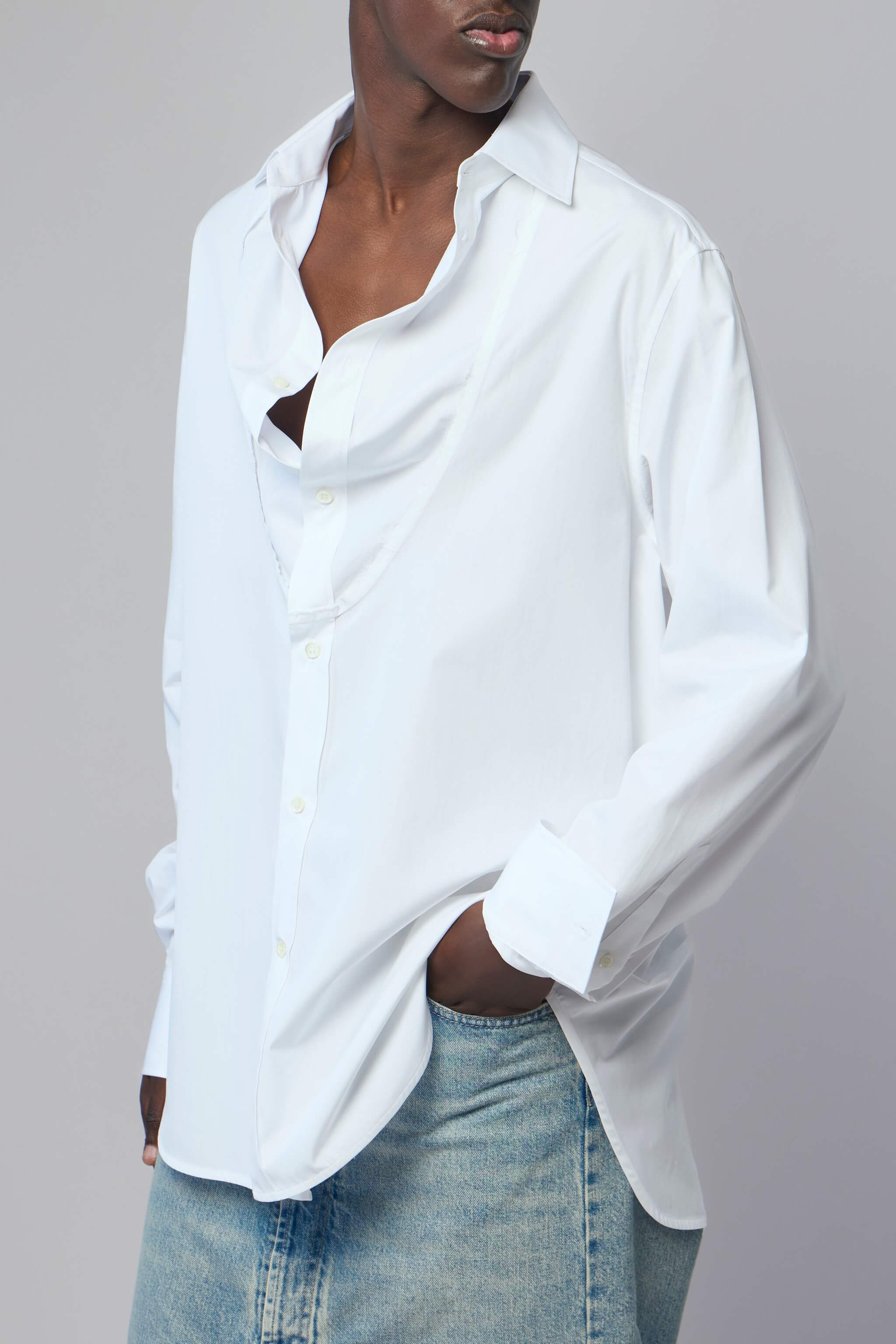 Folded Collar Cotton Shirt
