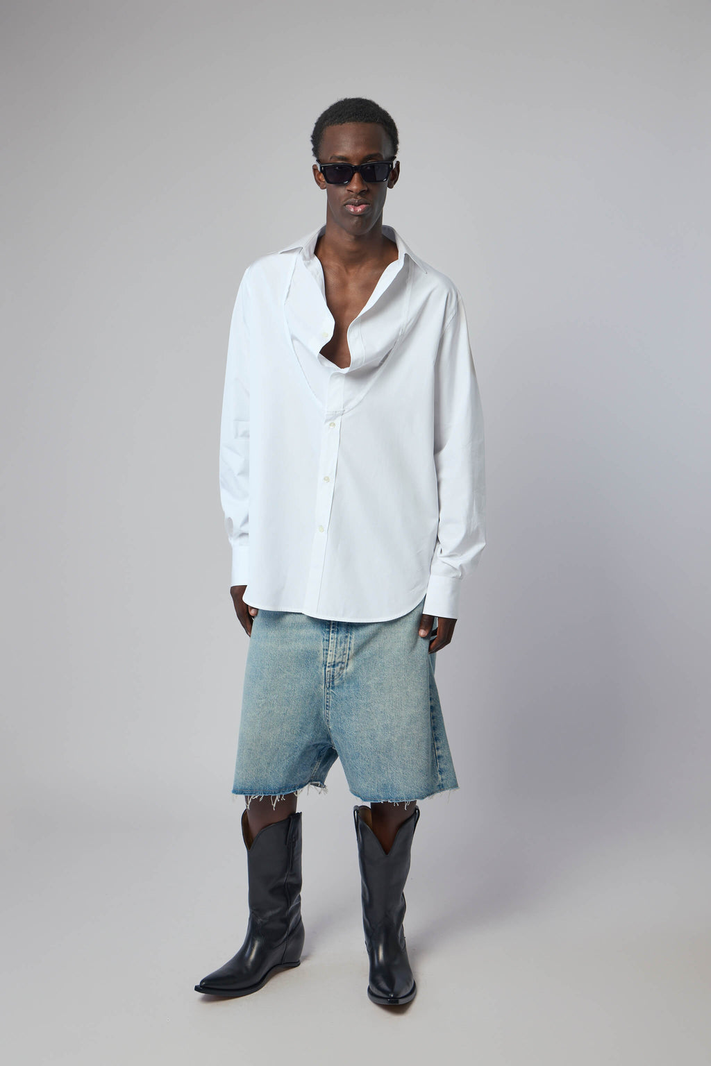 Folded Collar Cotton Shirt