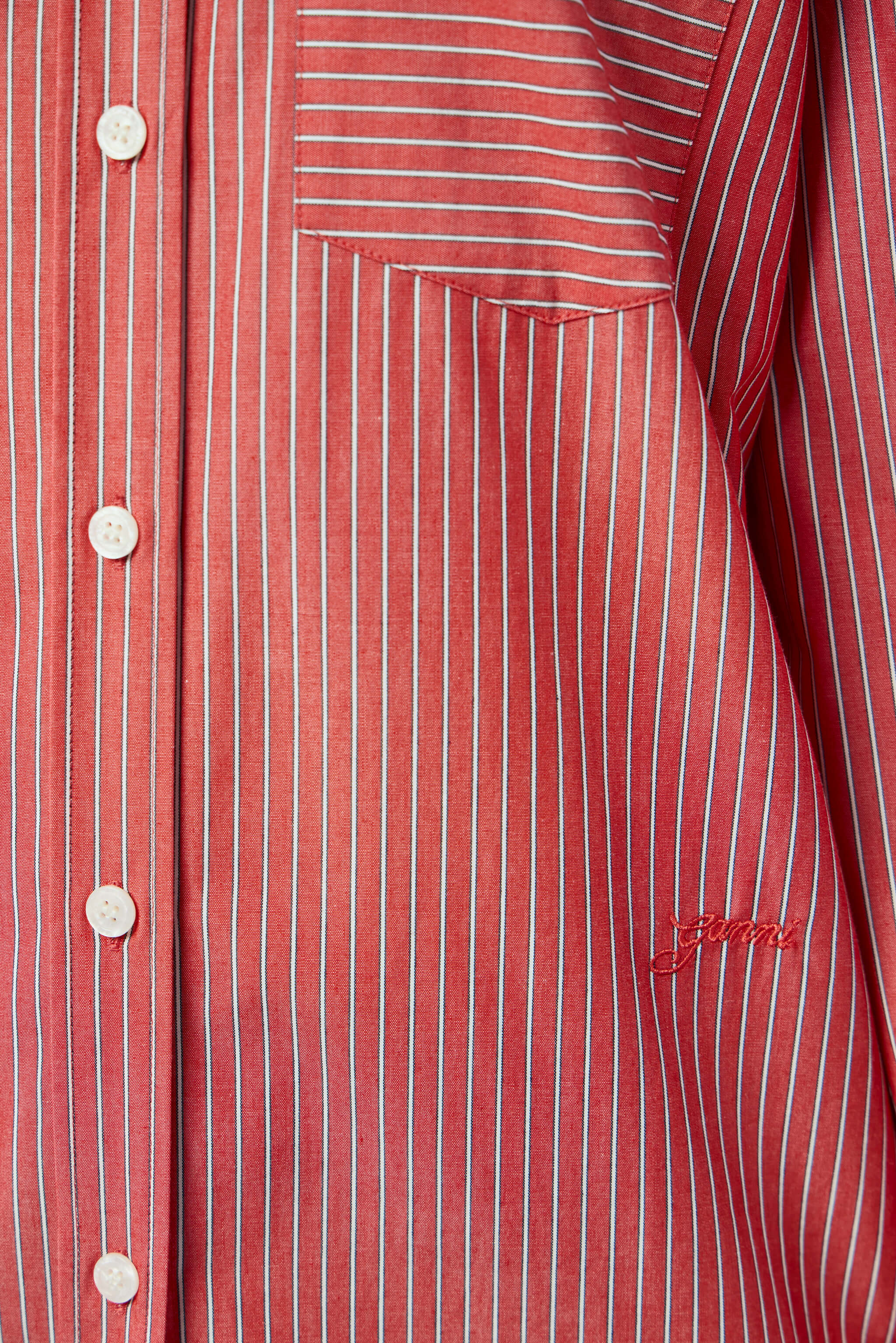 Oxford Stripe Pleated Sleeve Shirt