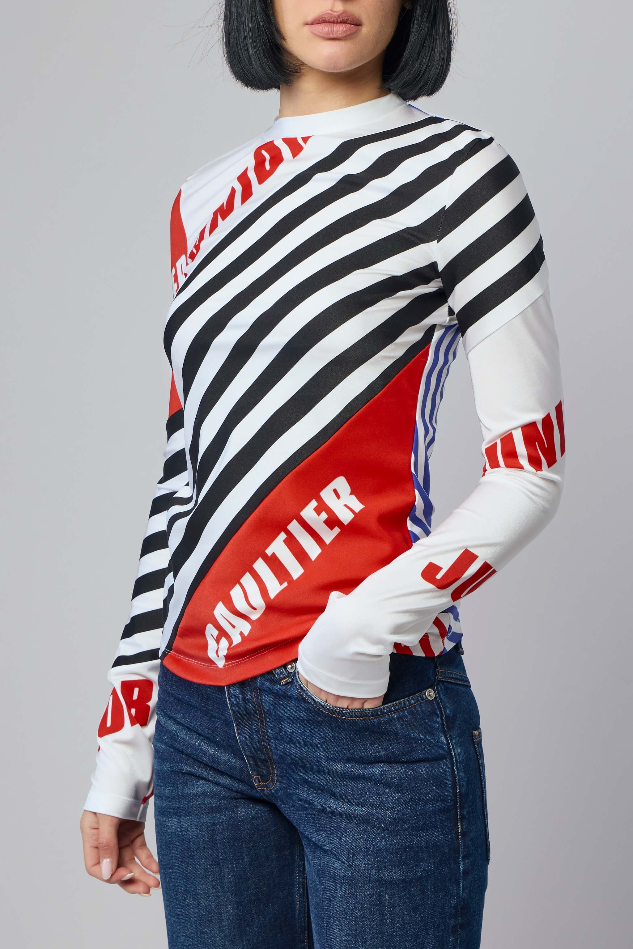 Stretch Jersey Crew Neck Printed "junior Gaultier" Logo