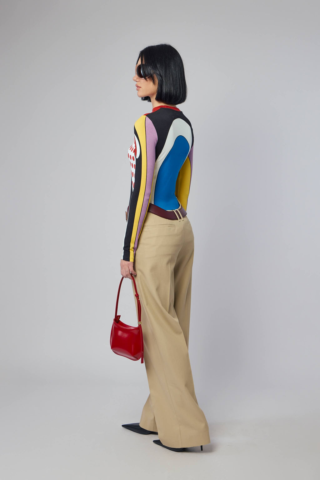 Chino Trousers With Open Front Curves And Belt