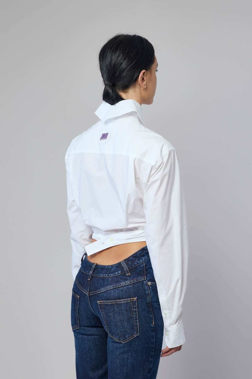 Wrapped Fly Away Collar Cropped Shirt