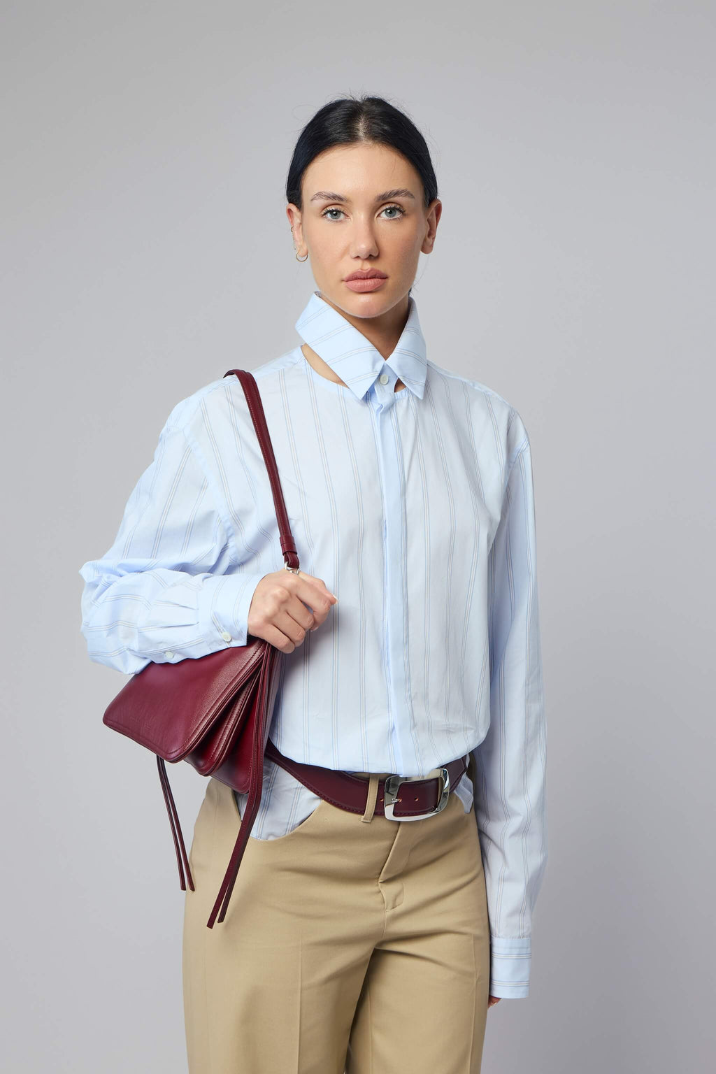 Pinstriped Floating Collar Shirt