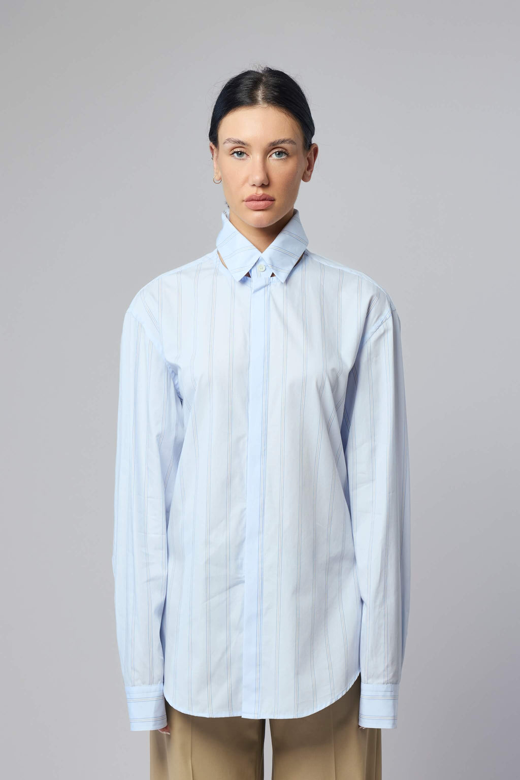 Pinstriped Floating Collar Shirt
