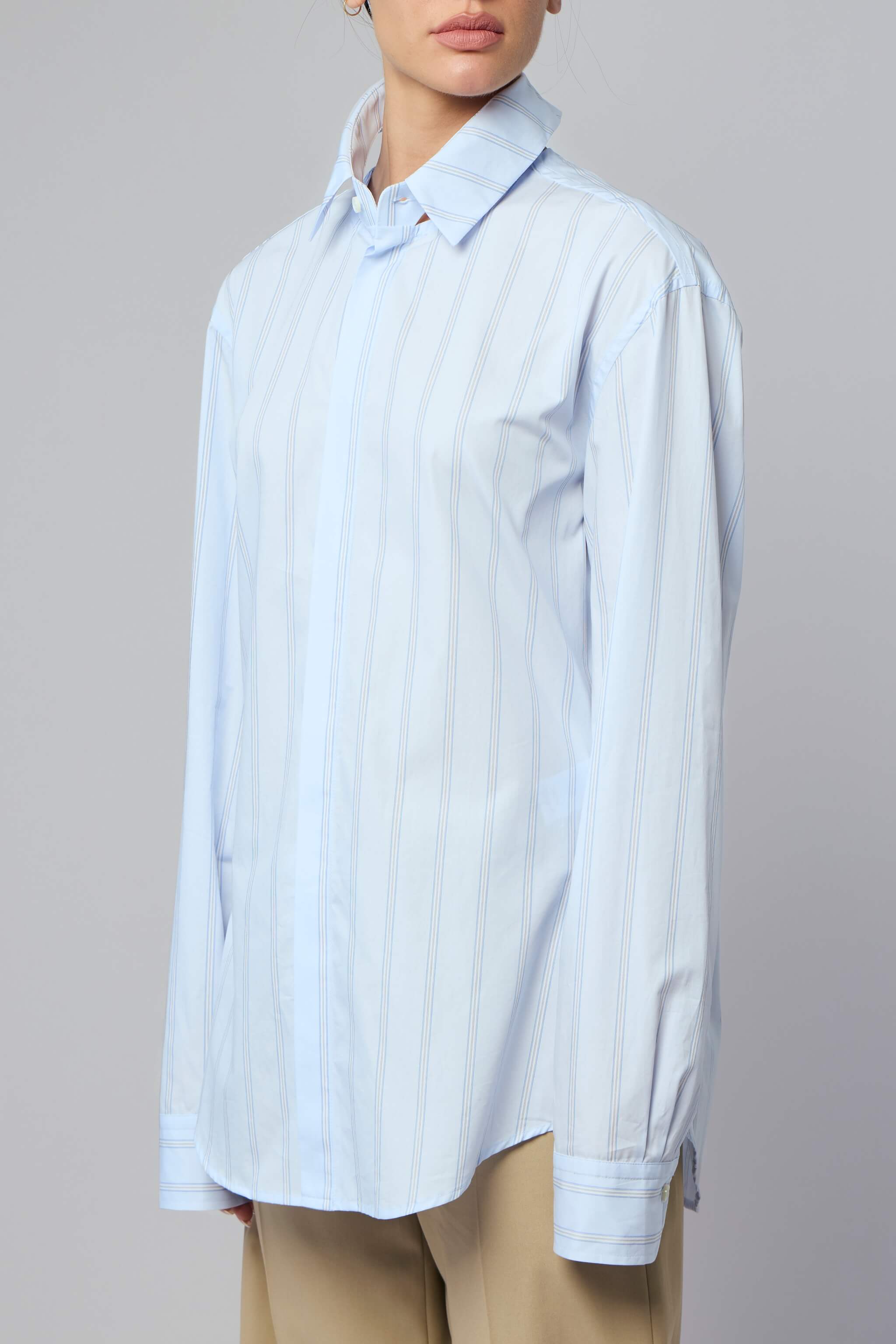 Pinstriped Floating Collar Shirt
