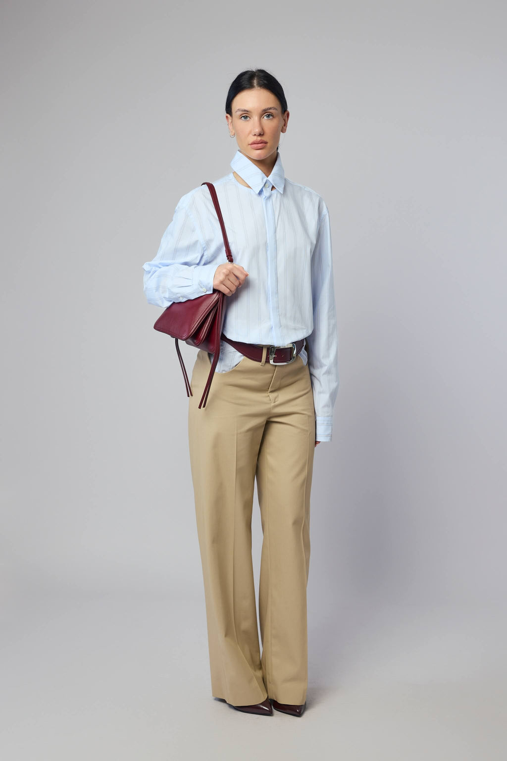 Pinstriped Floating Collar Shirt
