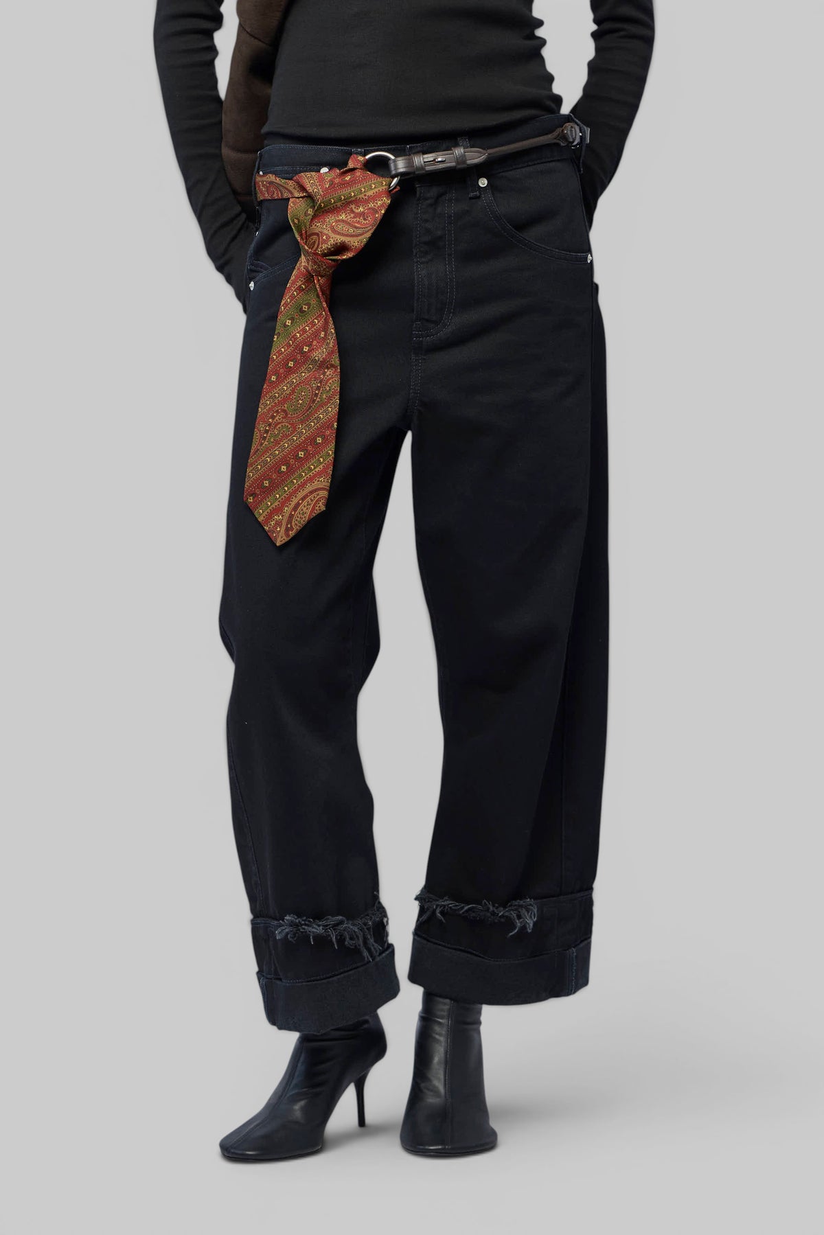Full length view of Marina Yee Wide-Leg Jeans in cotton denim, view 8