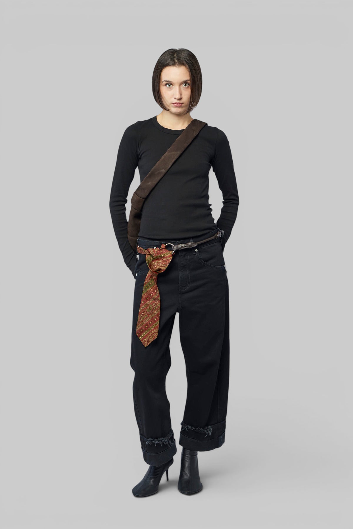 Full length view of Marina Yee Wide-Leg Jeans in cotton denim, view 9