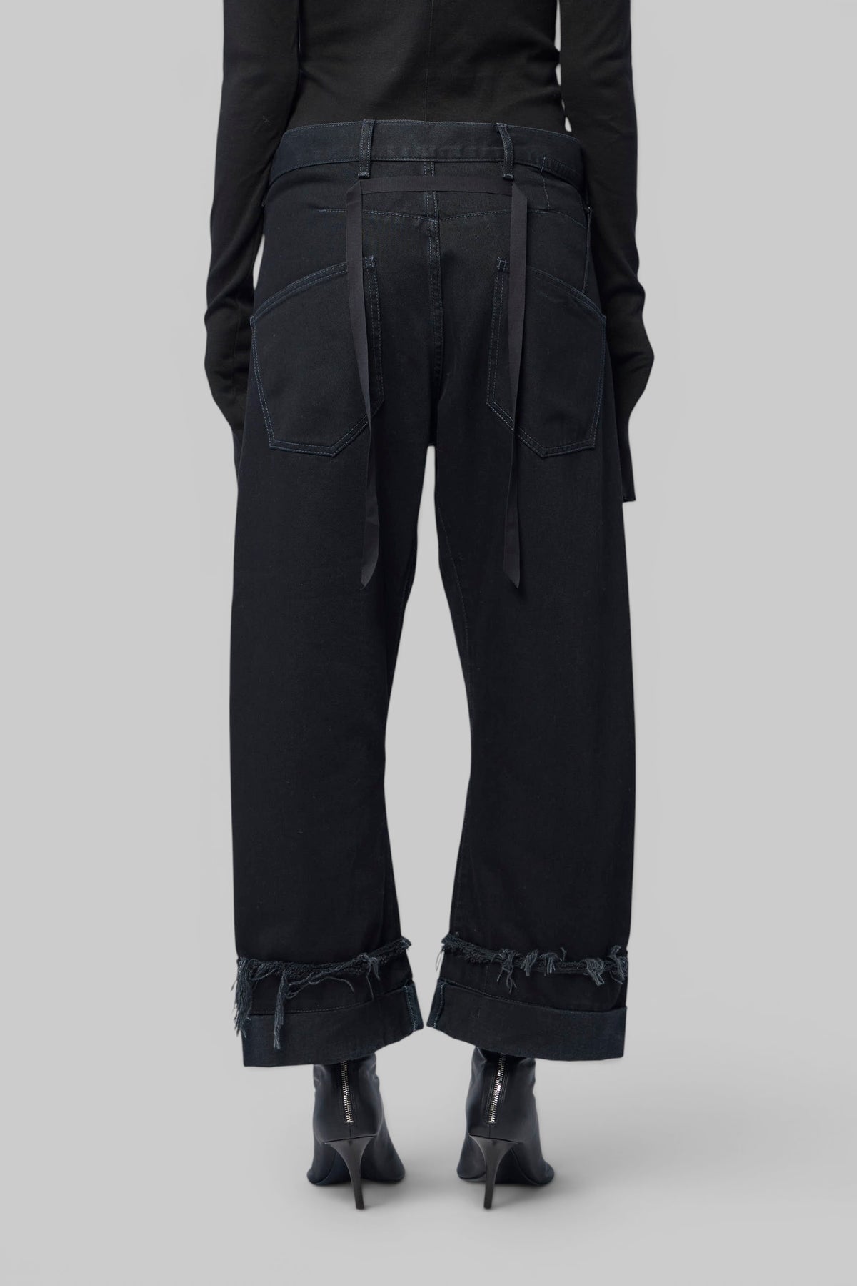 Full length view of Marina Yee Wide-Leg Jeans in cotton denim, view 12