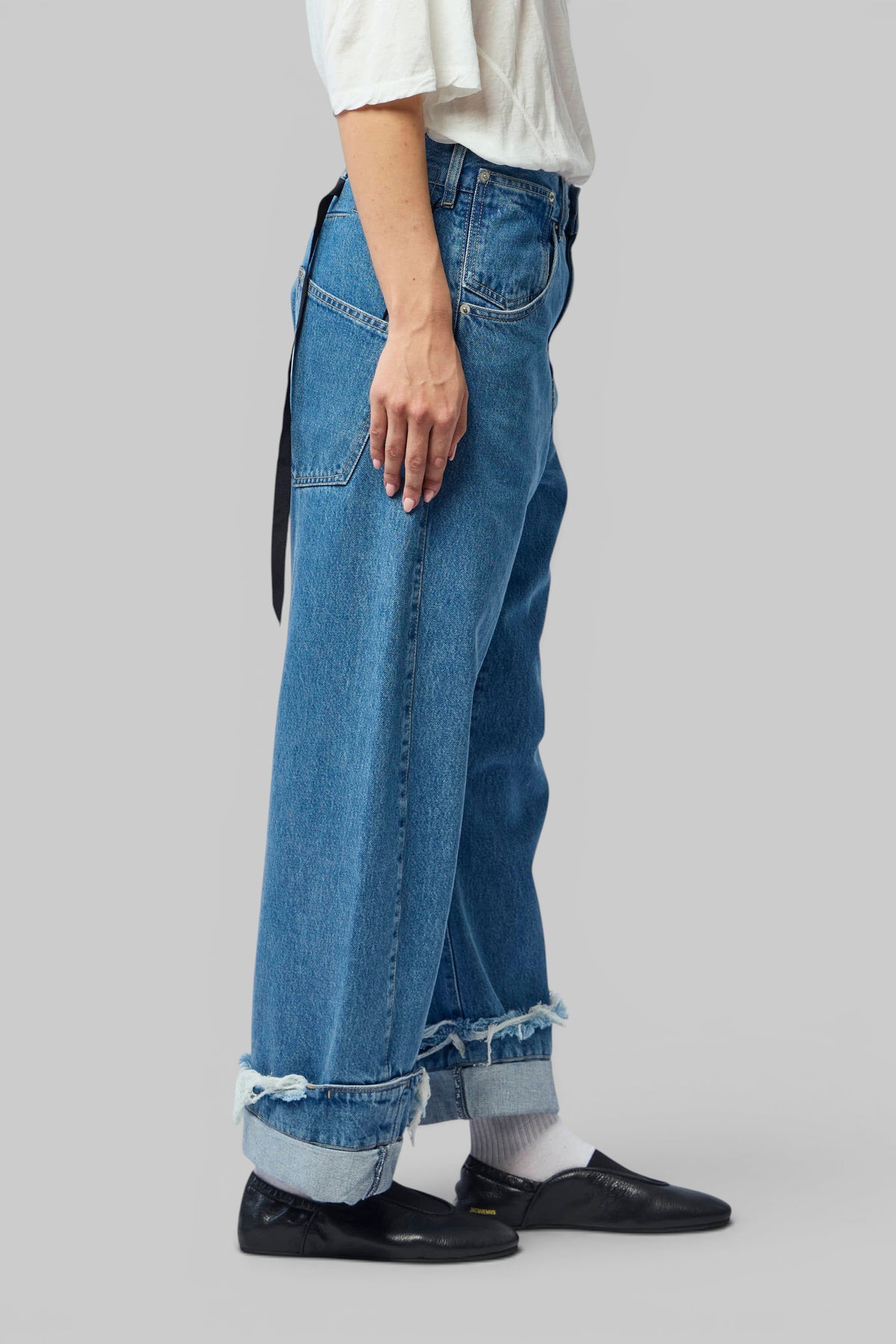 Marina Yee Dean Blue jeans button and zip closure detail, view 11