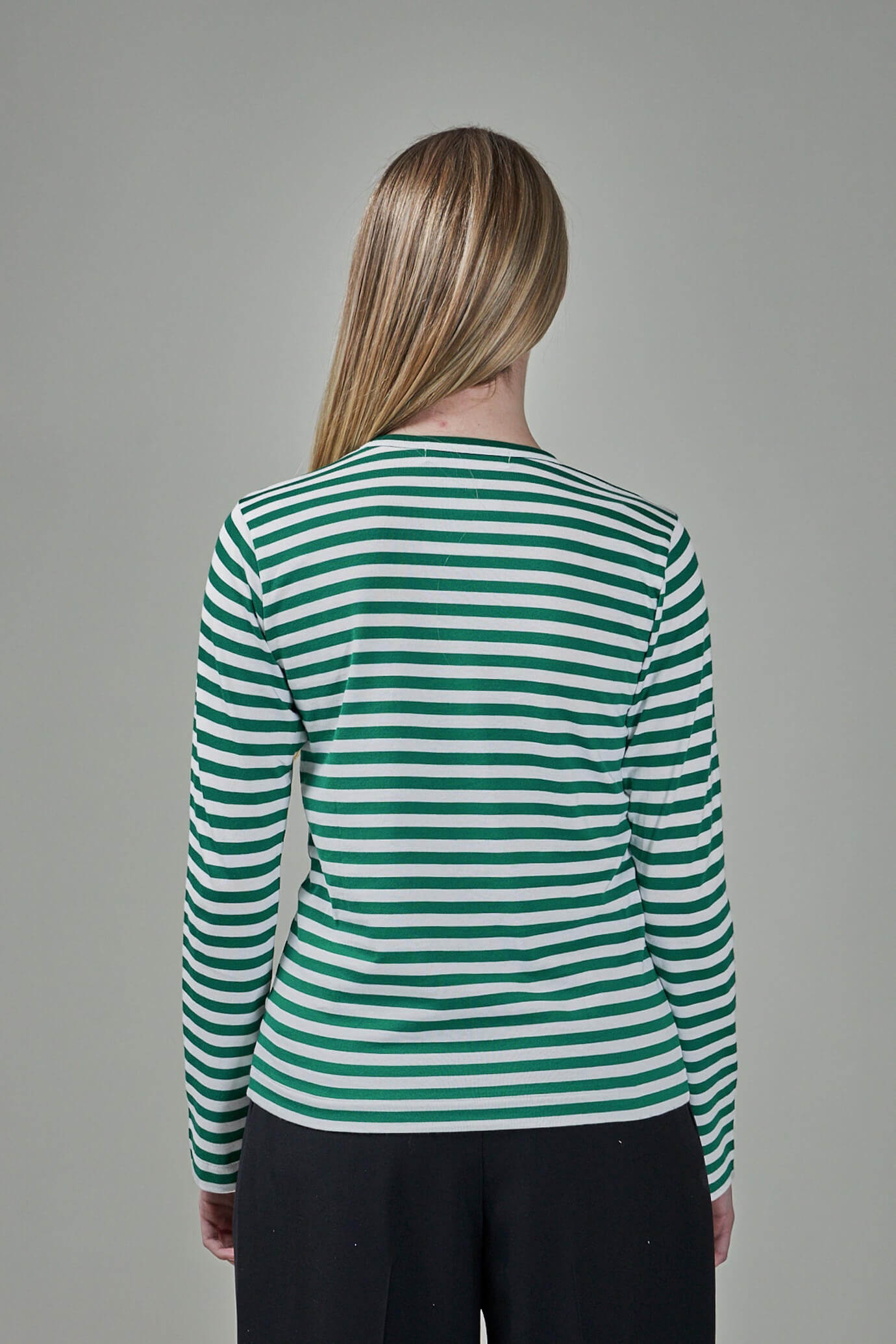 Ladies T-Shirt Knit green white Stripes