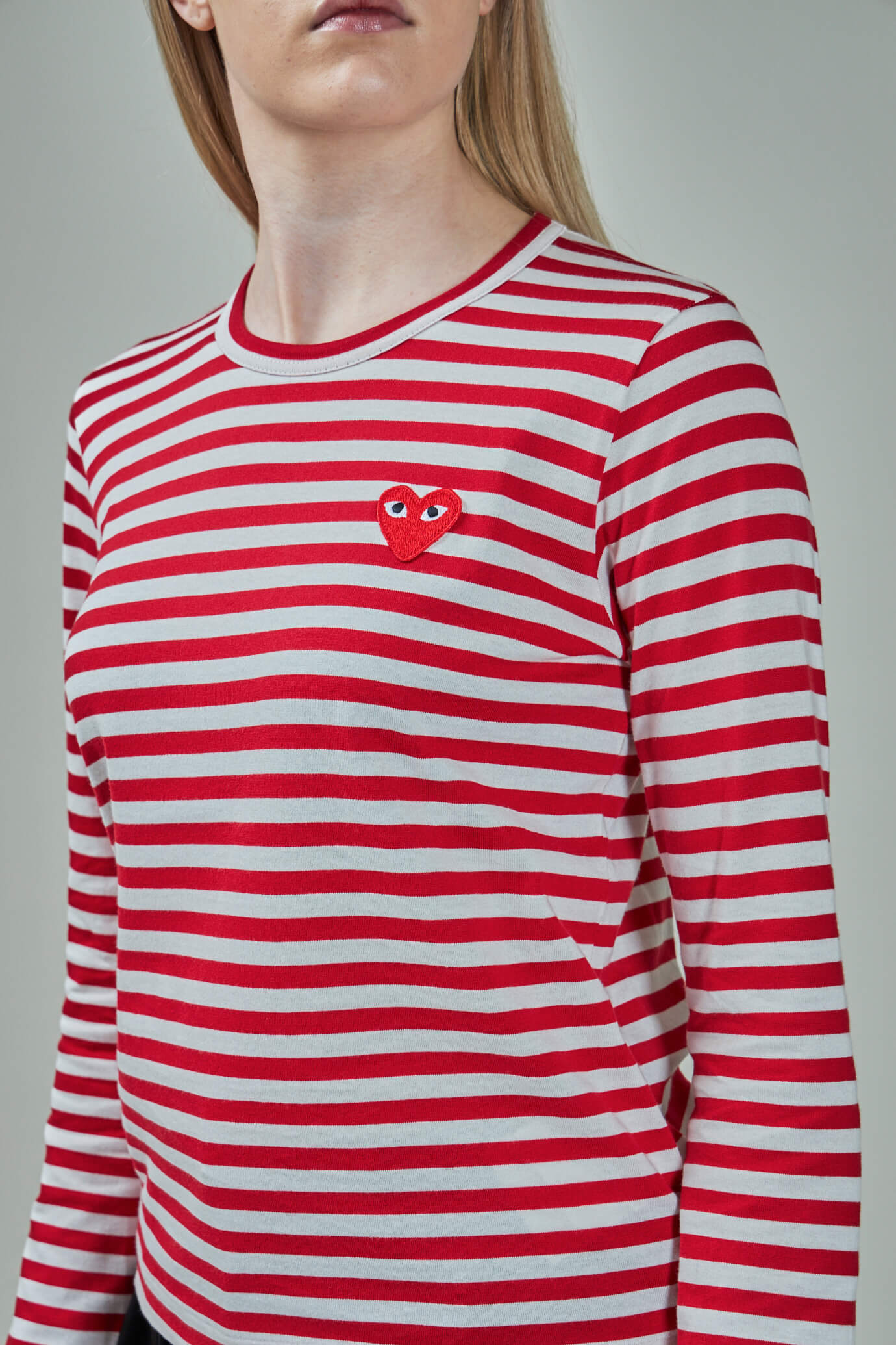 Cdg red deals striped long sleeve