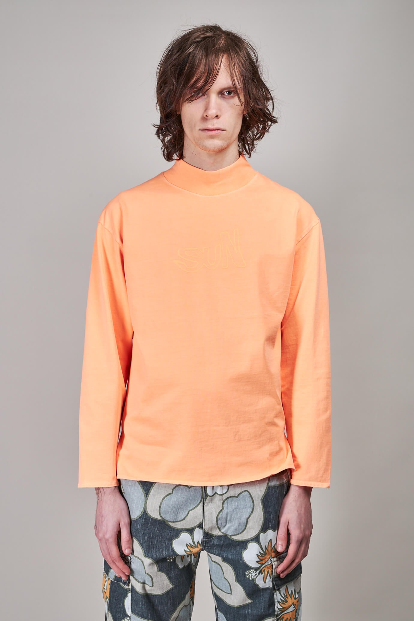 Mockneck Longsleeve T-shirt Knit , orange
