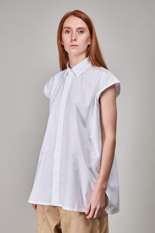Babette Sleeveless Shirt With Side Slites Woven, white
