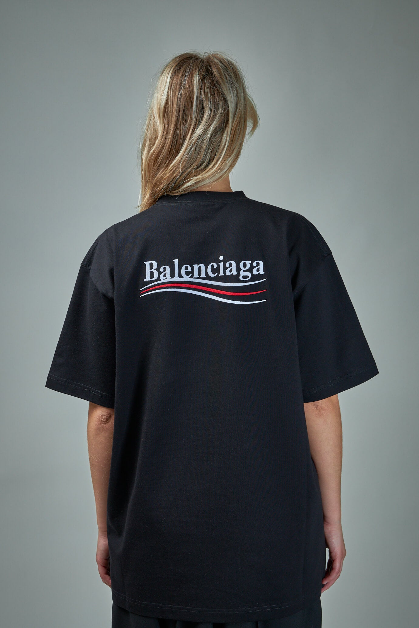 Balenciaga political logo tshirt black Maison De Fashion   MAISONDEFASHIONCOM