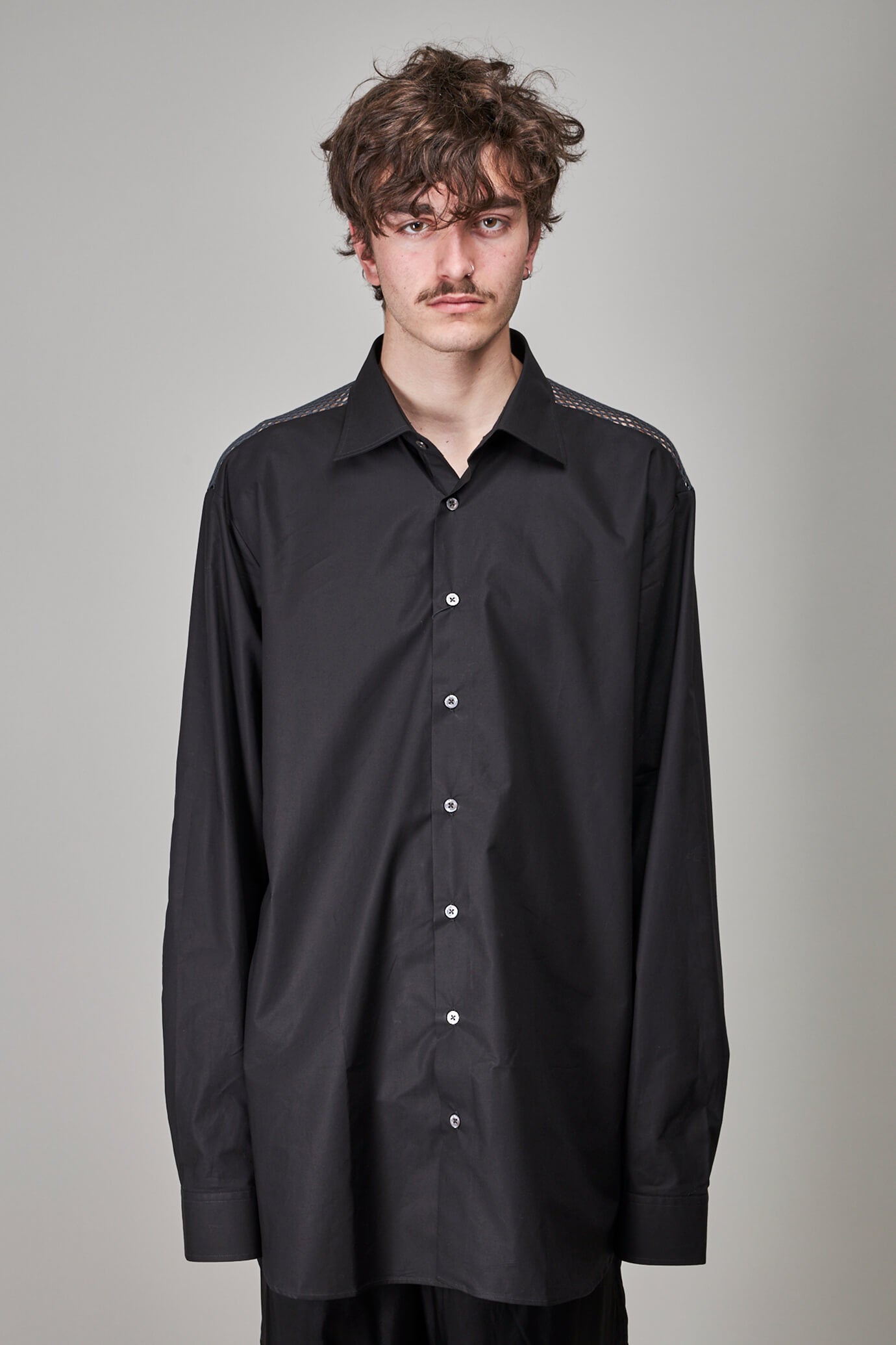 Classic Shirt with Net Insert, black dark grey