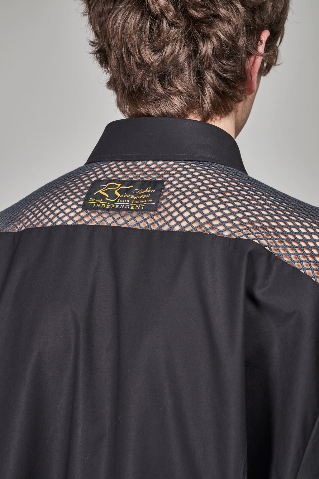 Classic Shirt with Net Insert, black dark grey
