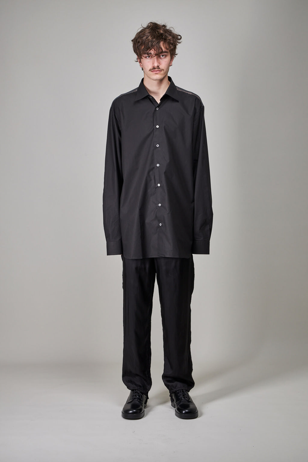 Classic Shirt with Net Insert, black dark grey