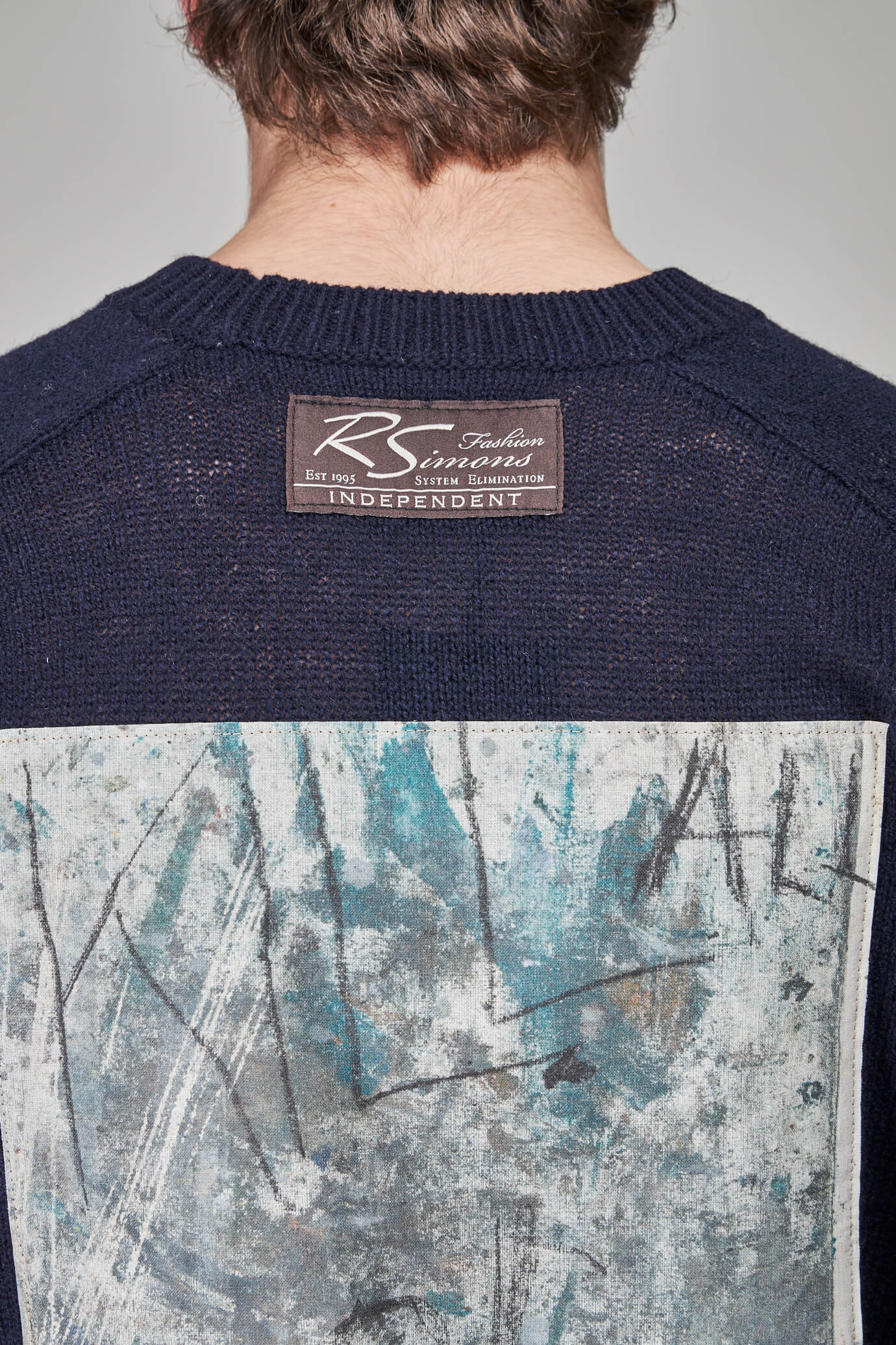 Light Roundneck Hammer Sweater with Patches, dark navy