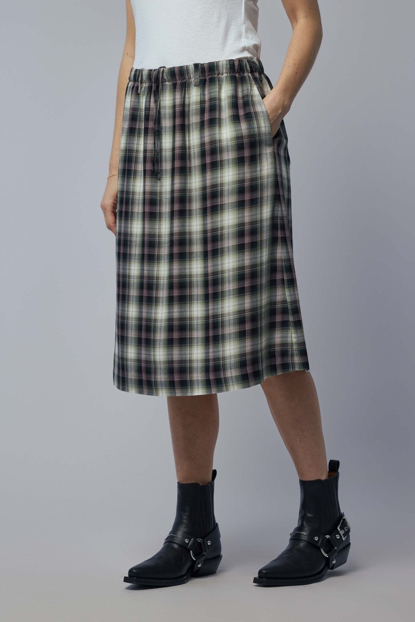 Acne Studios Check Midi Skirt - Plaid Viscose – LABELS