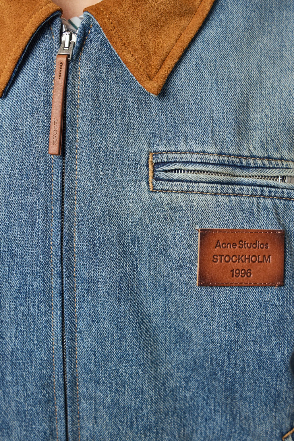 Acne Studios - Denim Button‑up Shirt - LABELS - Side view of bomber jacket showing side pockets and contemporary fit