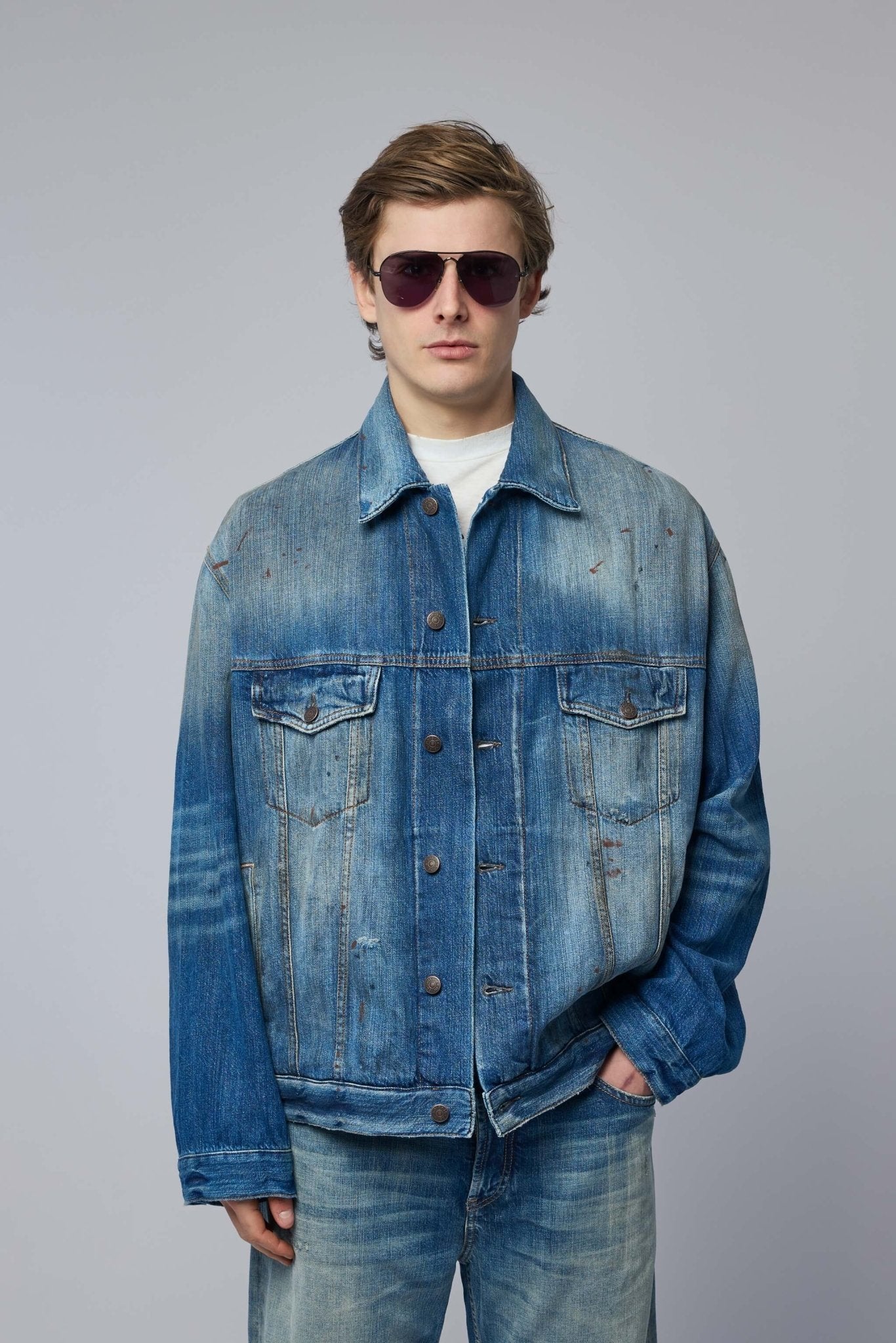 Acne Studios Denim Jacket - Classic Blue Distressed – LABELS