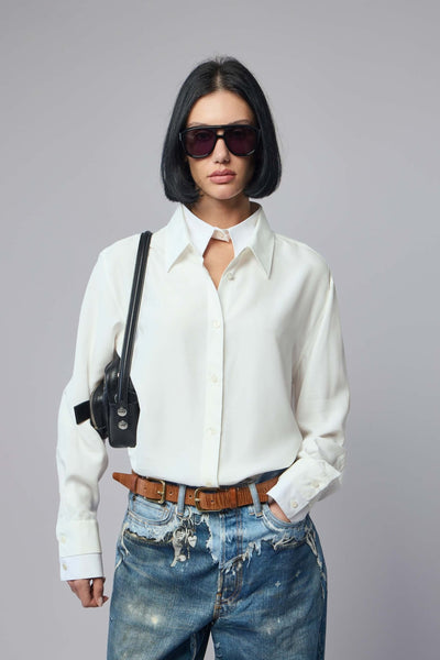 Layered Button-up Blouse