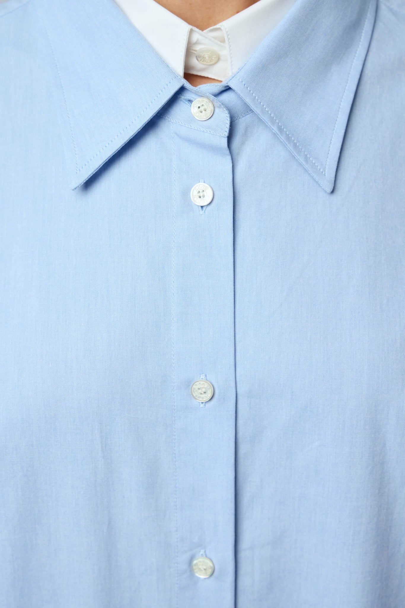 Acne Studios - Layered button‑up - LABELS - Back view of light blue Acne Studios layered blouse design