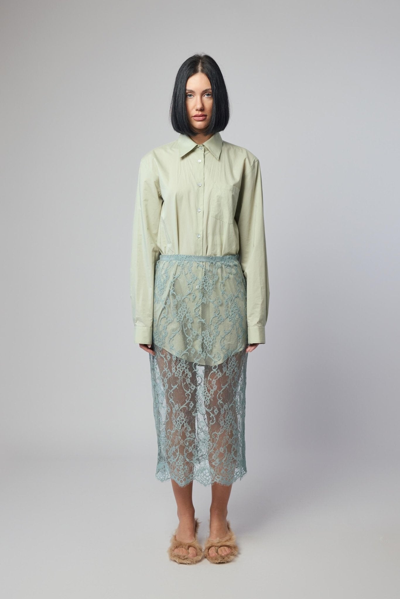 Acne Studios Layered Shirt Dress - Eucalyptus Green – LABELS