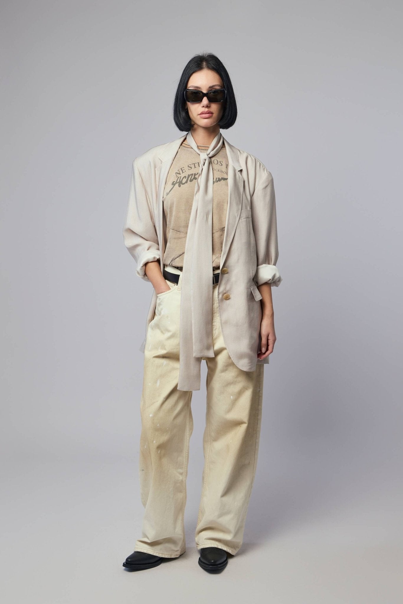 Acne Studios - Runway Denim Button‑up Shirt - LABELS - Full outfit styling with Acne Studios blazer and coordinating pieces