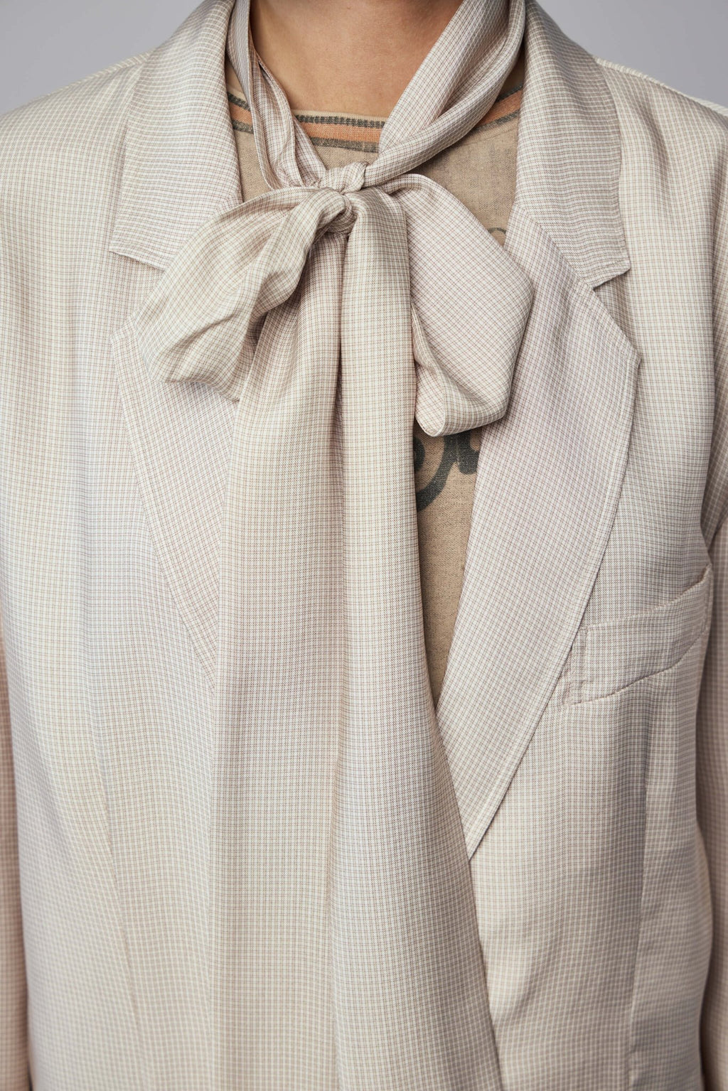 Acne Studios - Runway Denim Button‑up Shirt - LABELS - Back view of Acne Studios cupro blazer showing soft shoulder construction