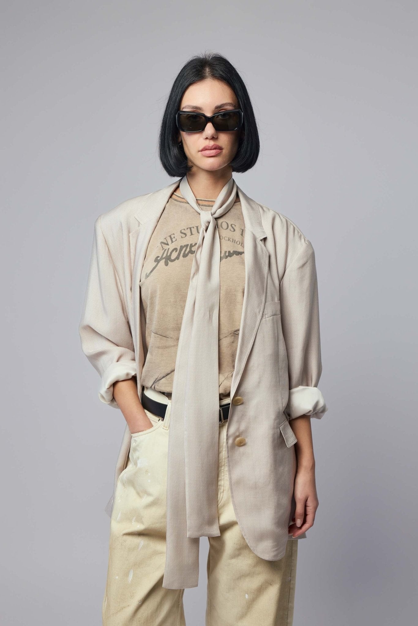 Acne Studios - Runway Denim Button‑up Shirt - LABELS - Acne Studios Blazers - Runway Denim Button-up Shirt in cupro with tie detail