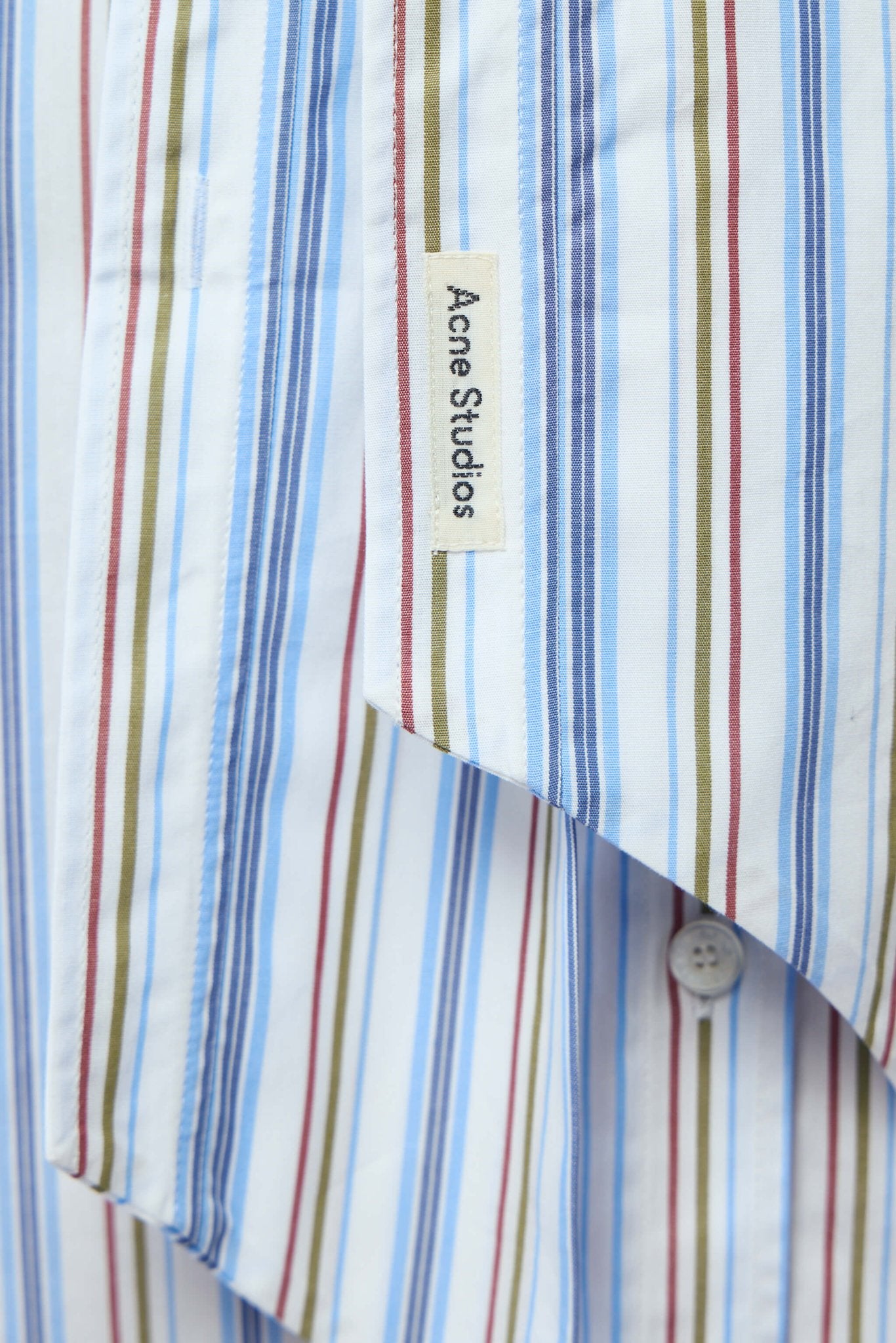 Acne Studios - Striped Shirt Dress - LABELS - Side view showing relaxed silhouette of cotton shirt dress - Striped dress styled with accessories showing versatile day-to-evening potential