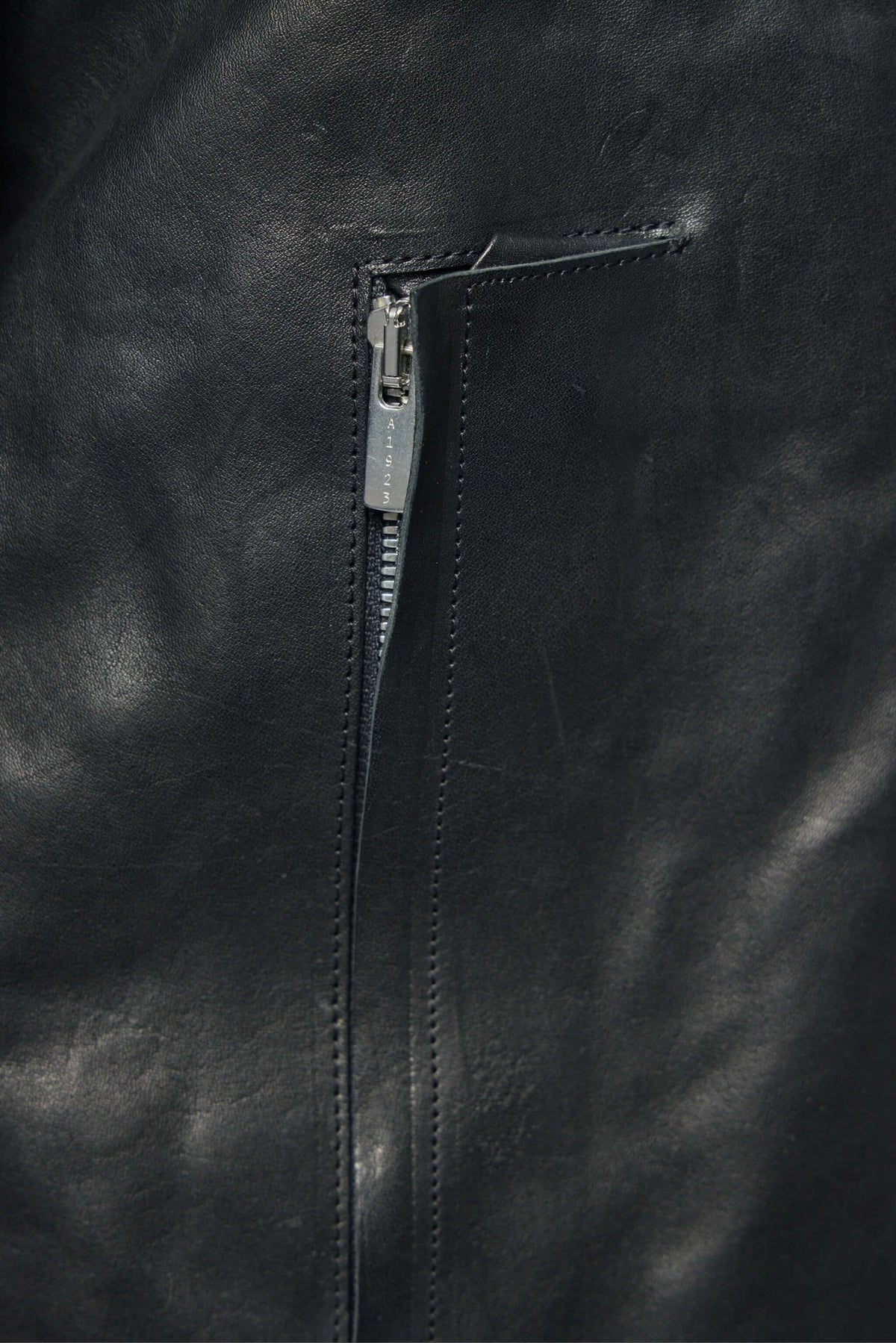 Adicianno Veventitre A1923 biker jacket worn by male model, view 5