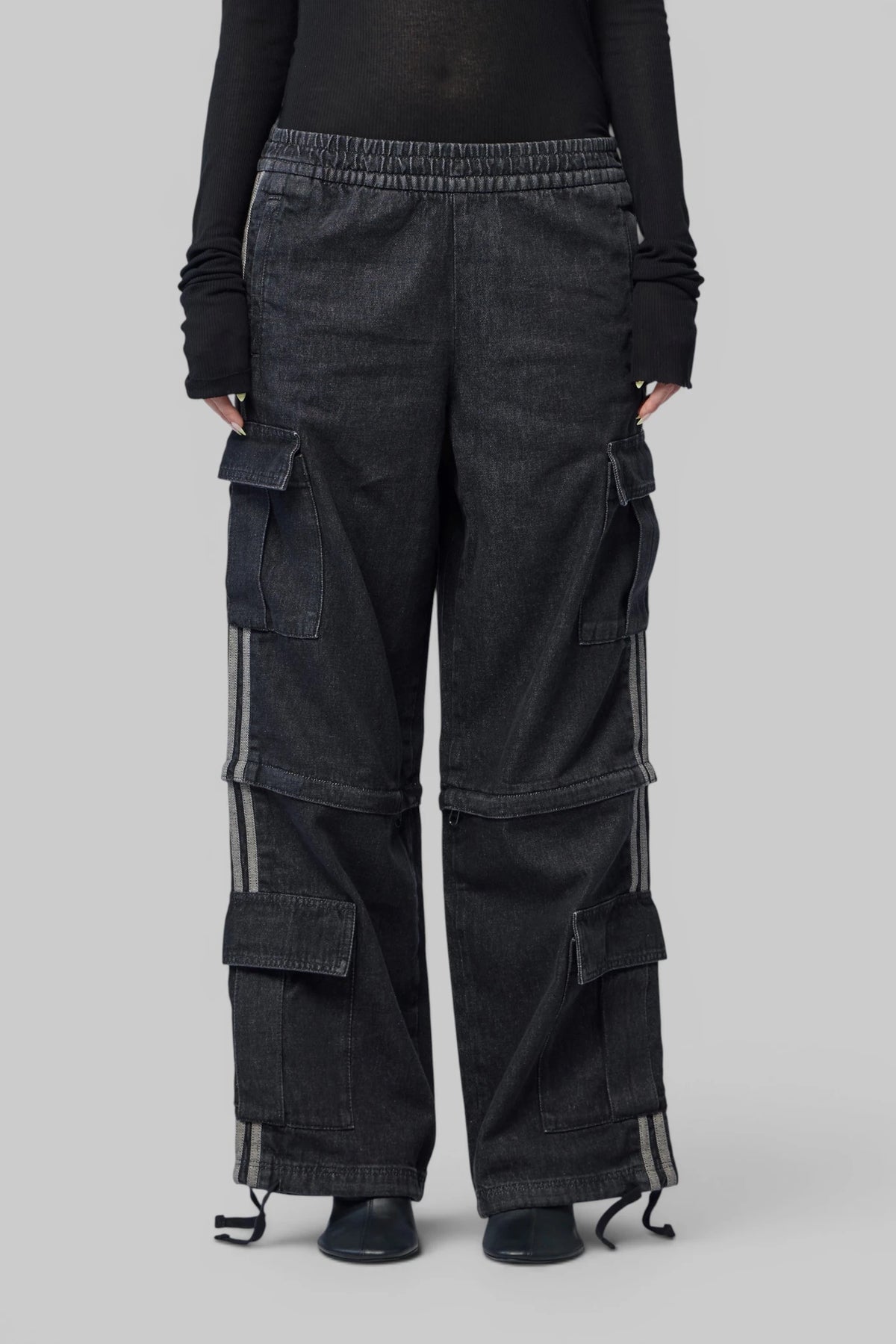 Close-up of drawstring hem on Adidas Originals Cargo Pants