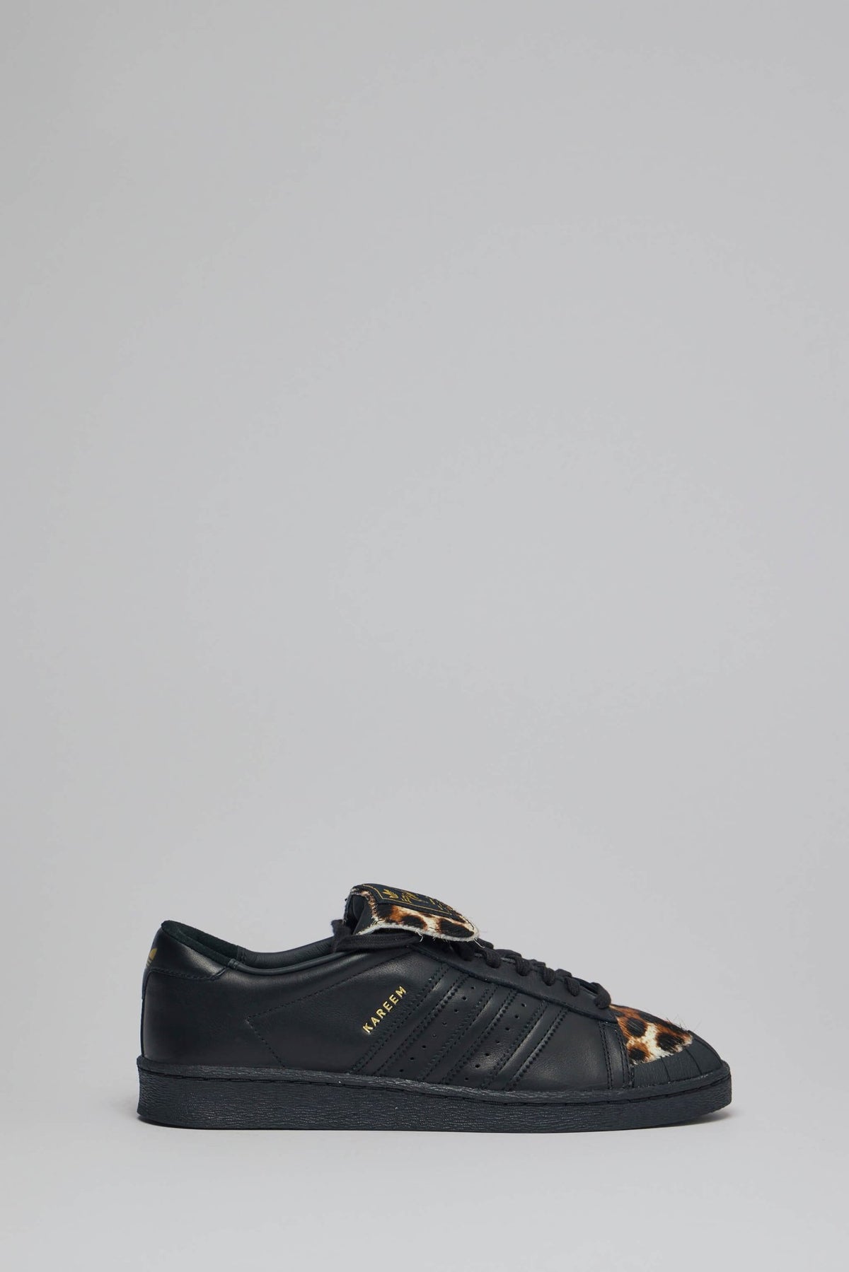 Adidas Originals x Willy Chavarria Chavarria Jabbar Low black leather sneakers with leopard print detailing