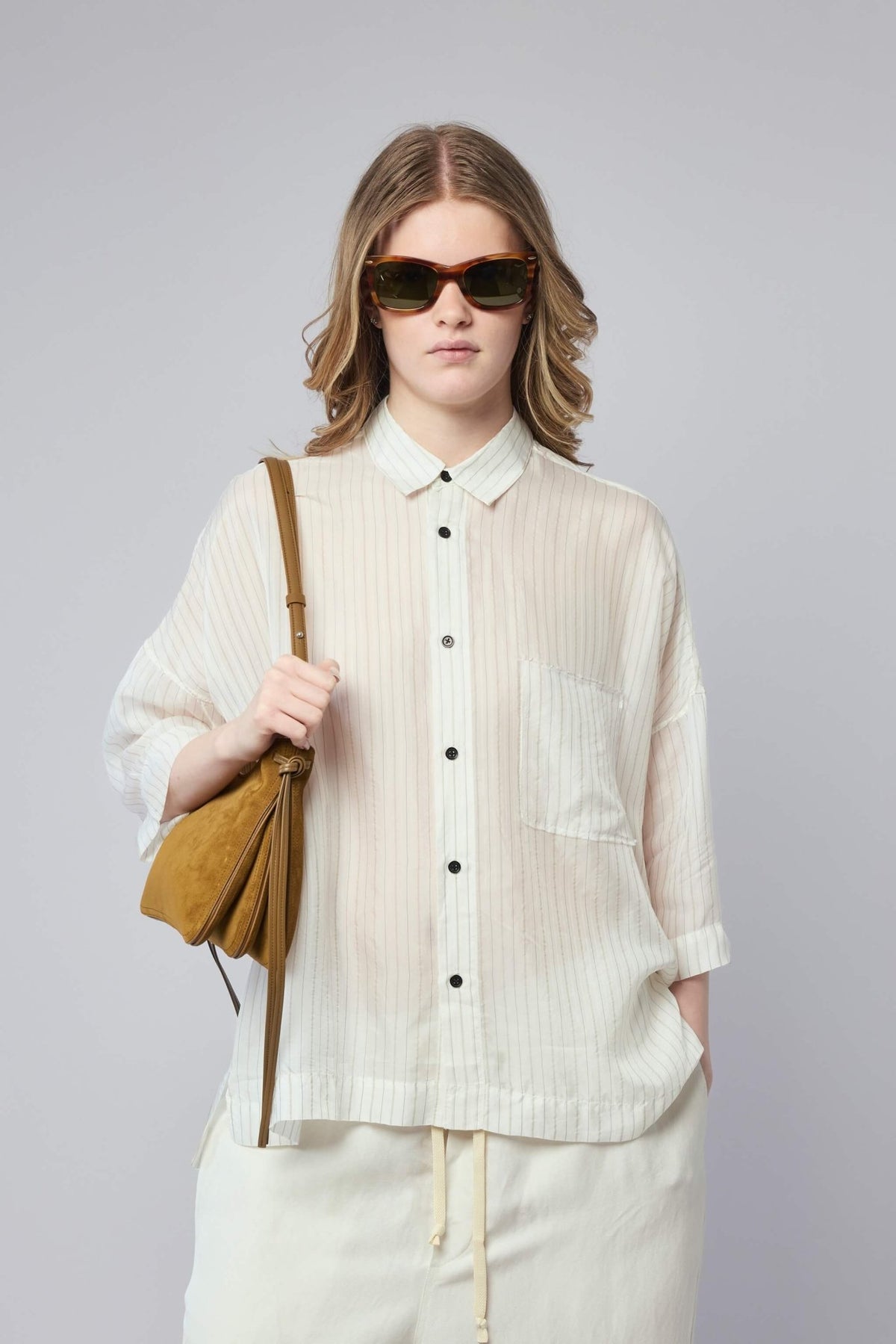 Adnym blouses Smog SS Shirt in luxurious cupro fabric with casual fit