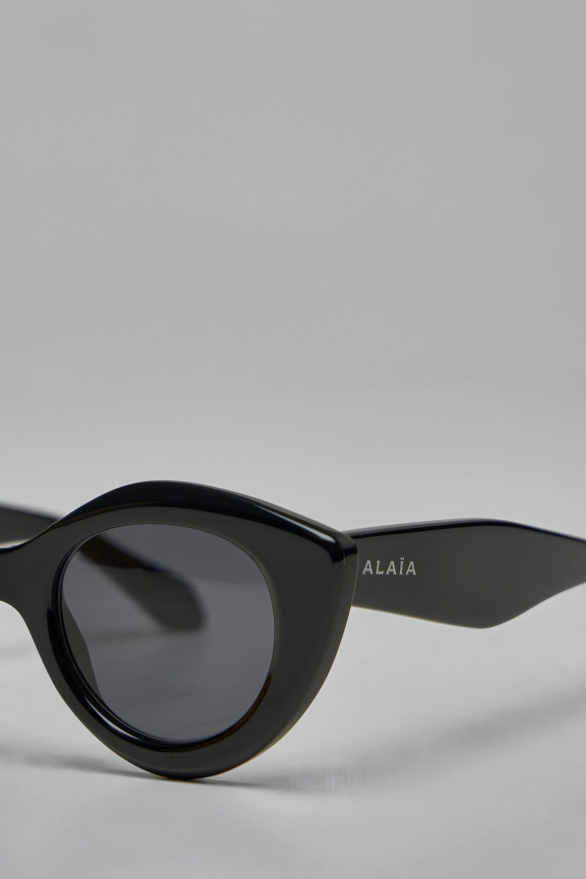Detail shot of polished acetate finish and metal hinge construction