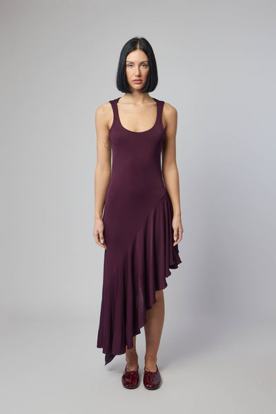 Asymmetric Fluid Jersey Dress