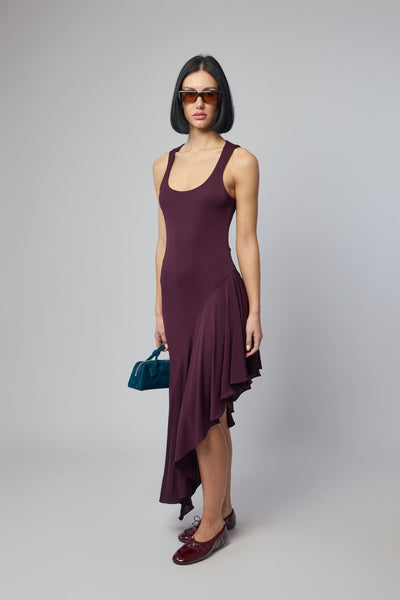 Asymmetric Fluid Jersey Dress