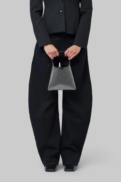 Black Denim Round Pants