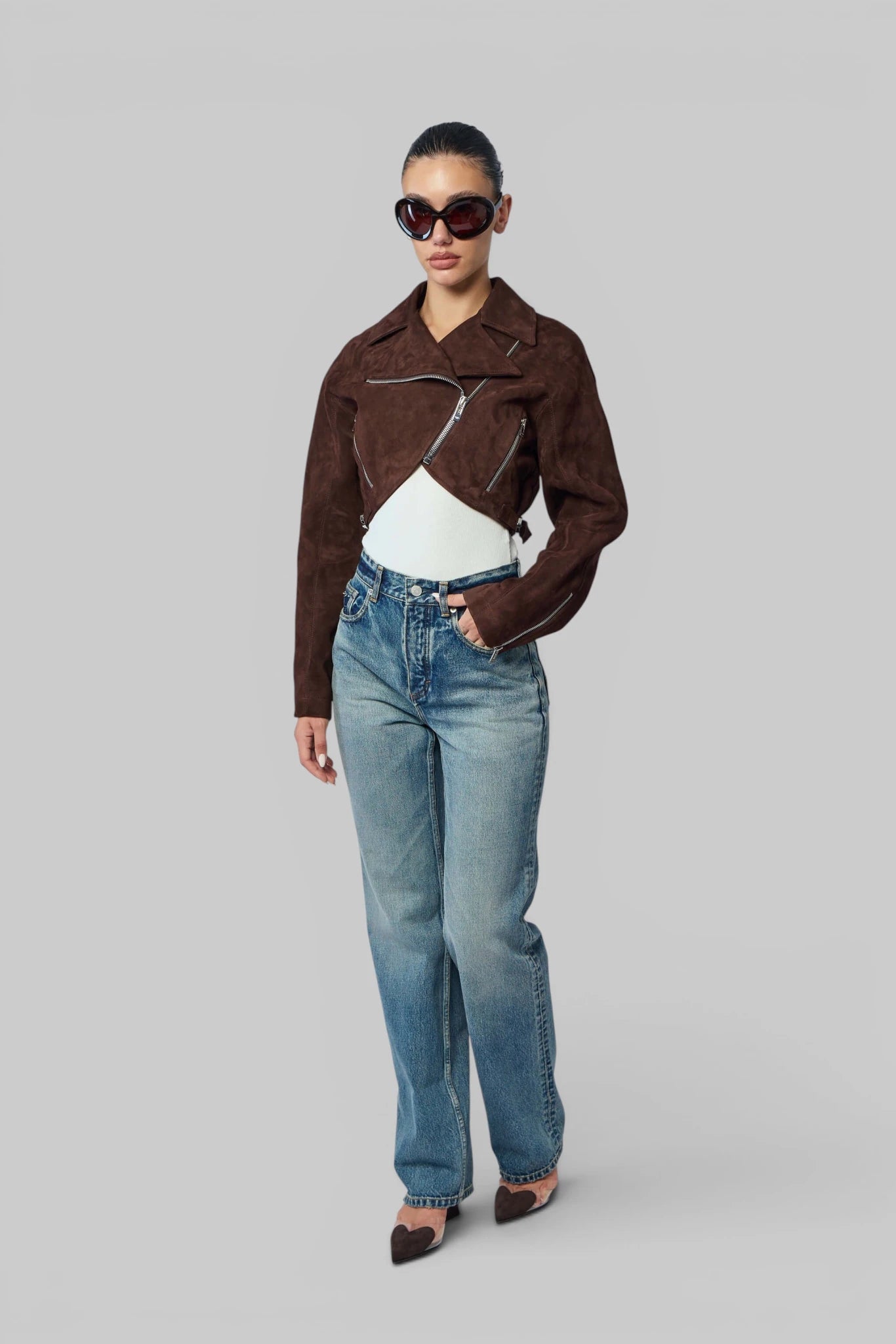 Alaïa - Cropped Biker Velvet Goat Skin - LABELS