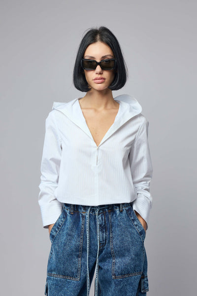 Hooded Poplin Shirt